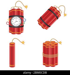 Dynamite with burning fuse vector illustration isolated on white background Stock Vector
