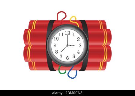 Dynamite with burning fuse vector illustration isolated on white background Stock Vector