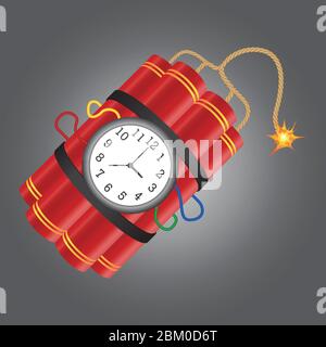 Dynamite with burning fuse vector illustration isolated on white background Stock Vector