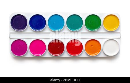 watercolor package isolated on a white background, top view Stock Photo