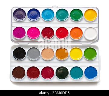 watercolor package isolated on a white background, top view Stock Photo