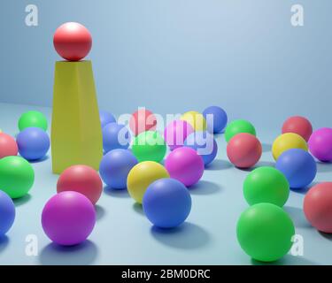 Leadership. Conceptual image of a leader and subordinates. Business teamwork. Colorful balloons. Stock Photo