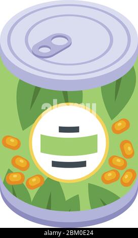 Corn tin can icon, isometric style Stock Vector