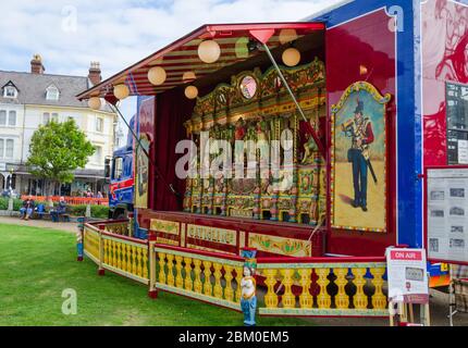 Llandudno, UK : May 6, 2019: A sunny morning sees few visitors to the street fair and entertainment stalls at the Llandudno Victorian Extravaganza Stock Photo