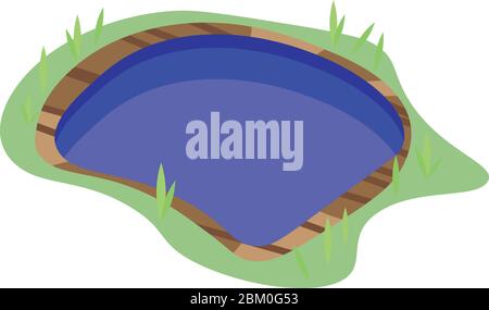 Garden pond icon, isometric style Stock Vector