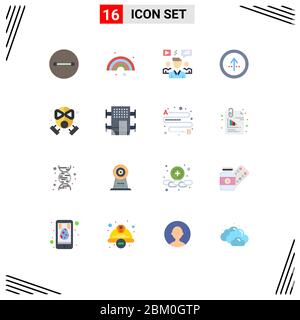 Set of 16 Modern UI Icons Symbols Signs for fire, navigation, discussion, direction, arrow Editable Pack of Creative Vector Design Elements Stock Vector