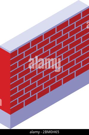 Brick fence icon, isometric style Stock Vector