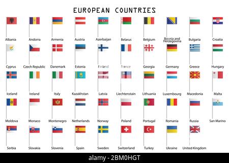 Europe flags vector illustration isolated on white background Stock Vector