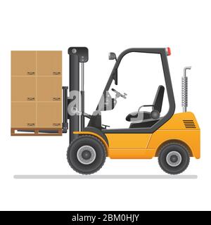 Forklift truck. Vector illustration isolated on white background. Stock Vector