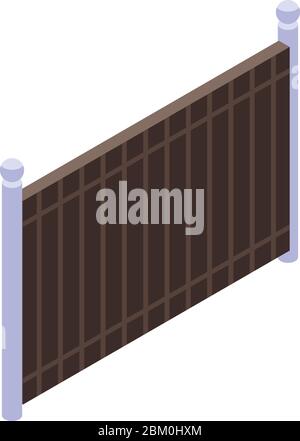 Garden gate fence icon, isometric style Stock Vector