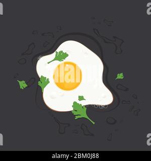 Fried egg with  parsley vector illustration Stock Vector