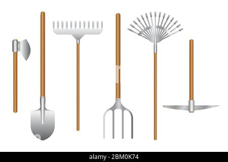 Gardening tools set vector illustration isolated on white background Stock Vector