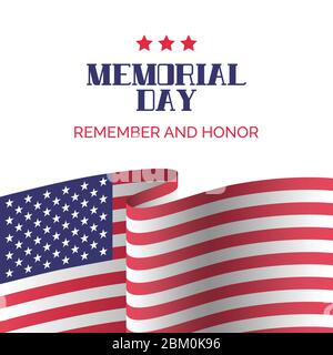 Memorial day card. Remember and honor Stock Vector