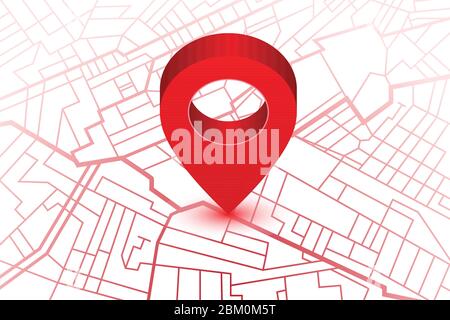 Pin in showing location on gps navigator map. Vector illustration Stock Vector