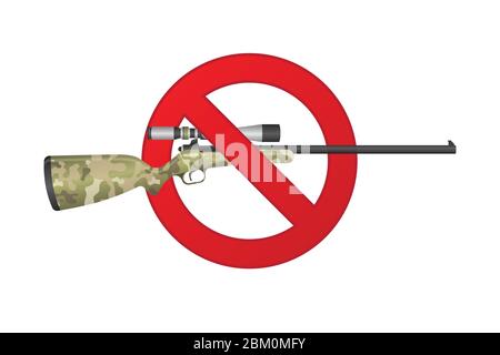Guns forbidden sign vector illustration isolated on white background Stock Vector