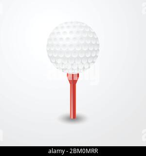 Golf ball on a red tee vector illustration isolated on white background Stock Vector