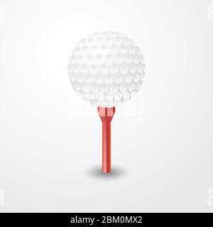 Golf ball on a red tee vector illustration isolated on white background Stock Vector