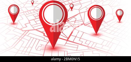 Pin in showing location on gps navigator map. Vector illustration Stock Vector
