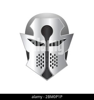 Medieval iron helmet vector illustration isolated on white background Stock Vector