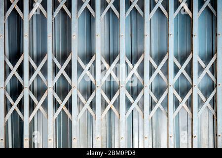 Detail on texture surface of Steel Door Stretch when it close Stock Photo