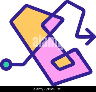 confusing route diagram icon vector outline illustration Stock Vector