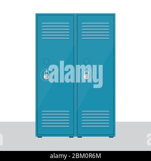 Metal school locker vector illustration isolated on white background Stock Vector