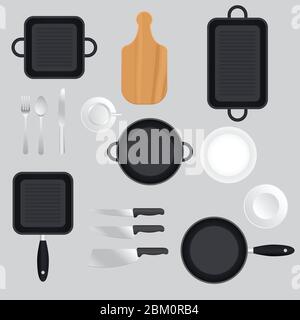 Kitchen utensils set vector illustration isolated Stock Vector
