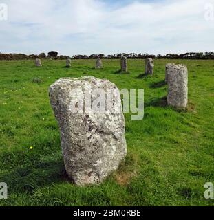 The Merry Maidens Stone Circle, Cornwall UK Stock Photo