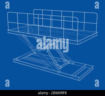 Scissors lift concept outline. Vector Stock Vector