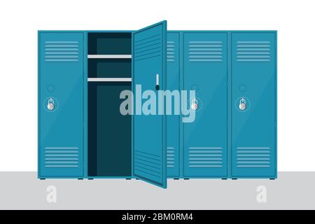 Metal school locker vector illustration isolated on white background Stock Vector
