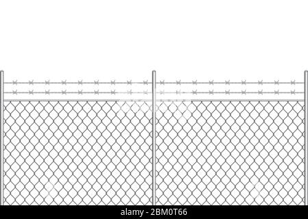 Metal fence with barbed wire vector illustration Stock Vector