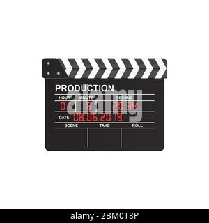 Movie clapper board vector illustration isolated on white background Stock Vector