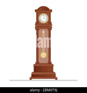 Old retro clock with pendulum vector illustration Stock Vector