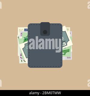 Wallet full of money. Flat design Stock Vector