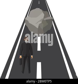 Business obstacle concept. Business risk. Hurdl on way. Way to succes. Barrier on way to succes Vector illustration in flat design. Stock Vector