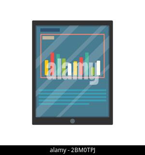 Graphic on the tablet, flat design. Vector illustration Stock Vector