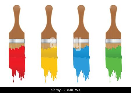Paint brush set vector illustration isolated on white background Stock Vector