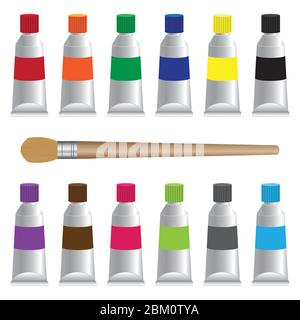 Paint tubes vector illustration isolated on white background Stock Vector