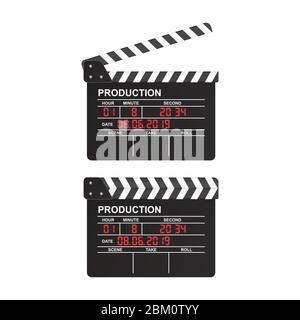 Movie clapper board vector illustration isolated on white background Stock Vector