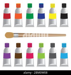 Paint tubes vector illustration isolated on white background Stock Vector