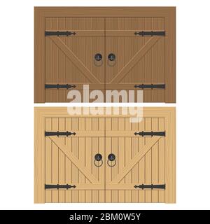 Old wooden door vector illustration isolated on white background Stock Vector