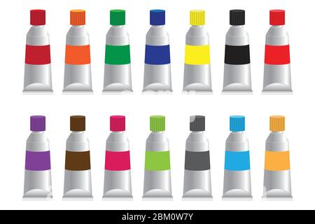 Paint tubes vector illustration isolated on white background Stock Vector