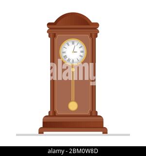 Old retro clock with pendulum vector illustration Stock Vector