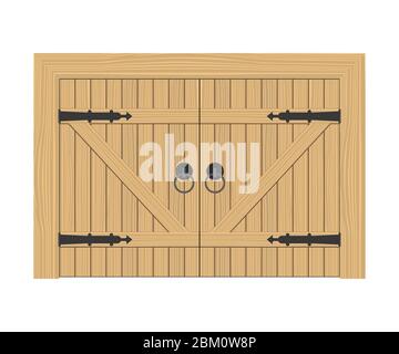 Old wooden door vector illustration isolated on white background Stock Vector