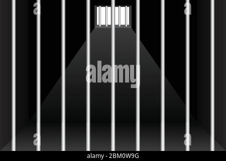 Prison cell vector illustration. Dark interior of prison cell Stock Vector