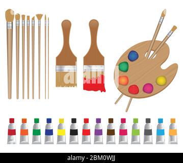 Painting set vector illustration isolated on white background Stock Vector