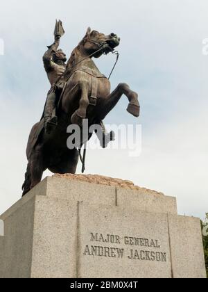 Andrew Jackson statue by sculptor Clark Mills, Jackson Square, downtown New Orleans French Quarter, USA Stock Photo