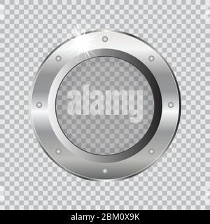Metal ship porthole vector illustration isolated on transparent background Stock Vector