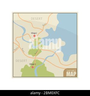 Safari map vector illustration isolated on white background Stock Vector