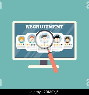 Recruiting concept, human resource. Hiring concept for banner, web page, presentation. Iluustration in flat style Stock Vector
